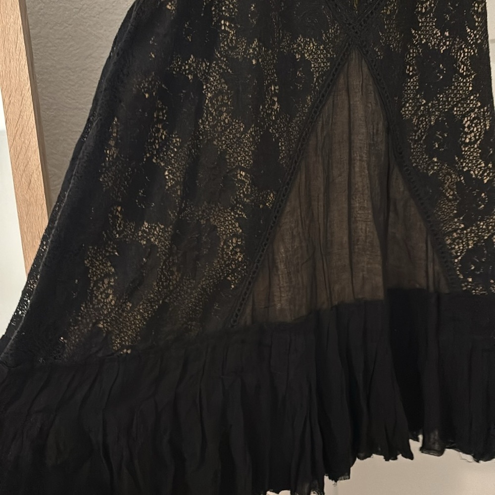 Free People Angel lace black babydoll dress SZ SM lined dark whimsy fairy boho - Picture 2 of 16